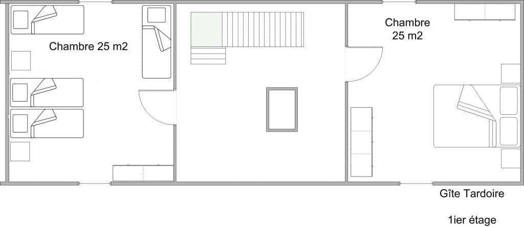 plattegrond 1e verdieping gîte Tardoire