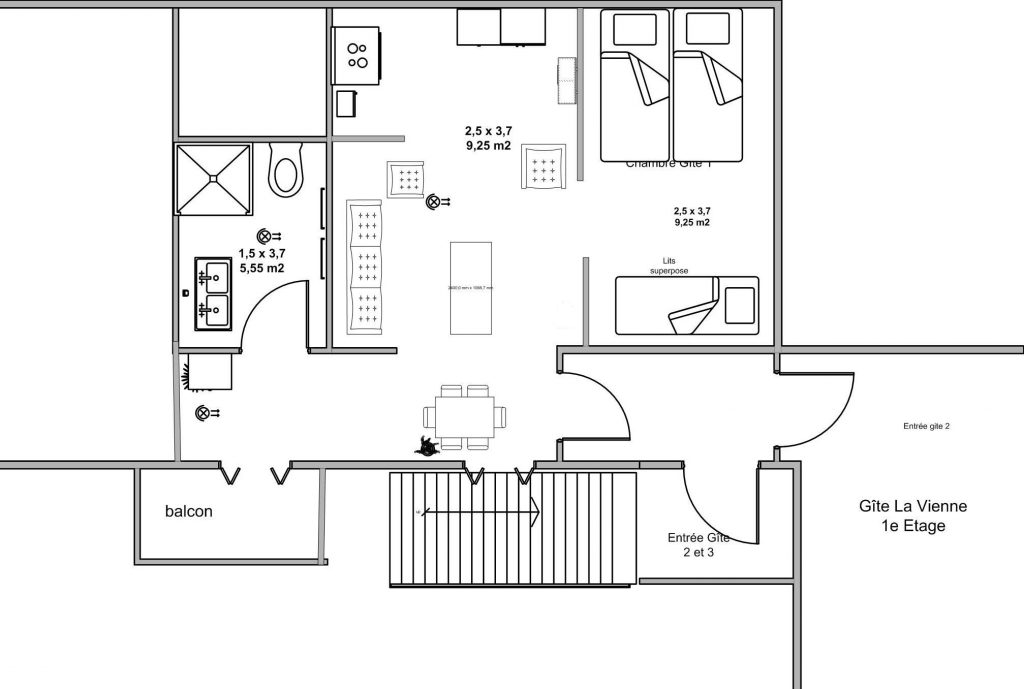 appartement vacances avec sanitair privé